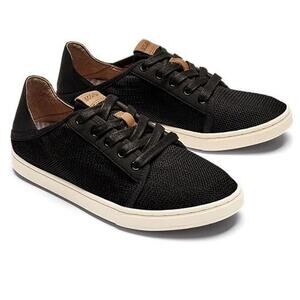 OluKai Pehuea Li Slip On Drop-In Heel Lace Up Sneaker Shoes Black Size 10 Beachy